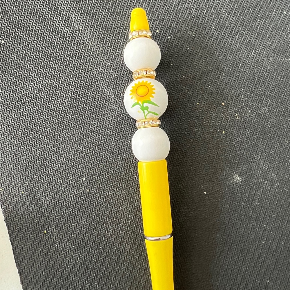 Sunflower Beaded Yellow Pen